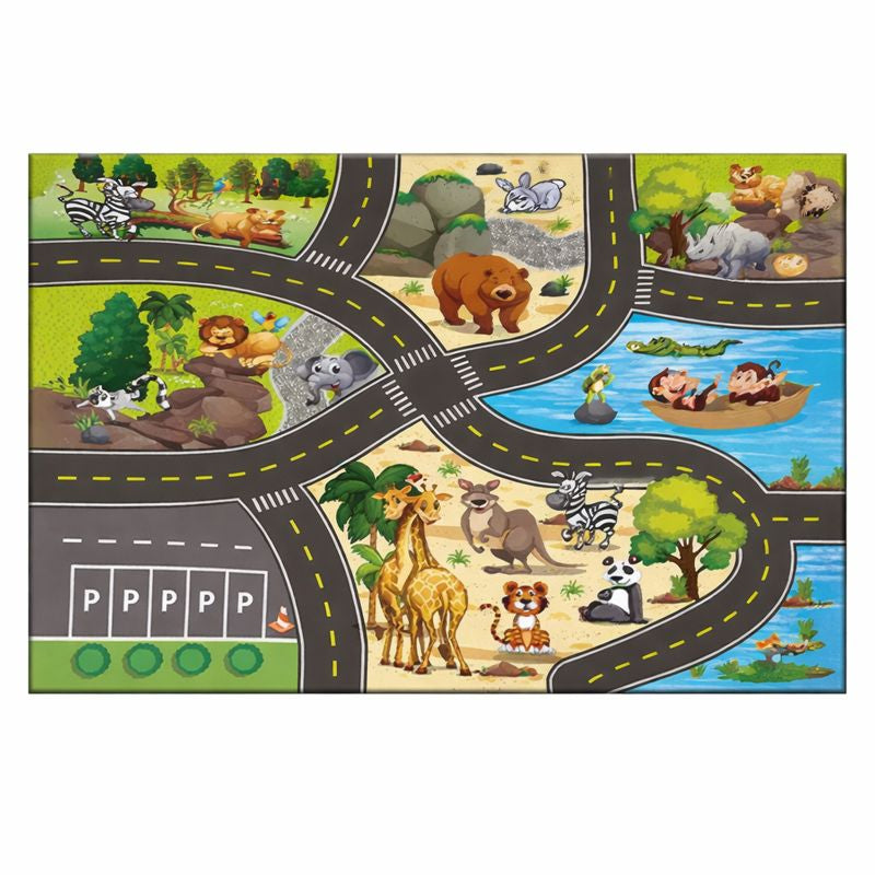Animal Print Road Game Play Mat Indoor Kids Carpet | Marovix