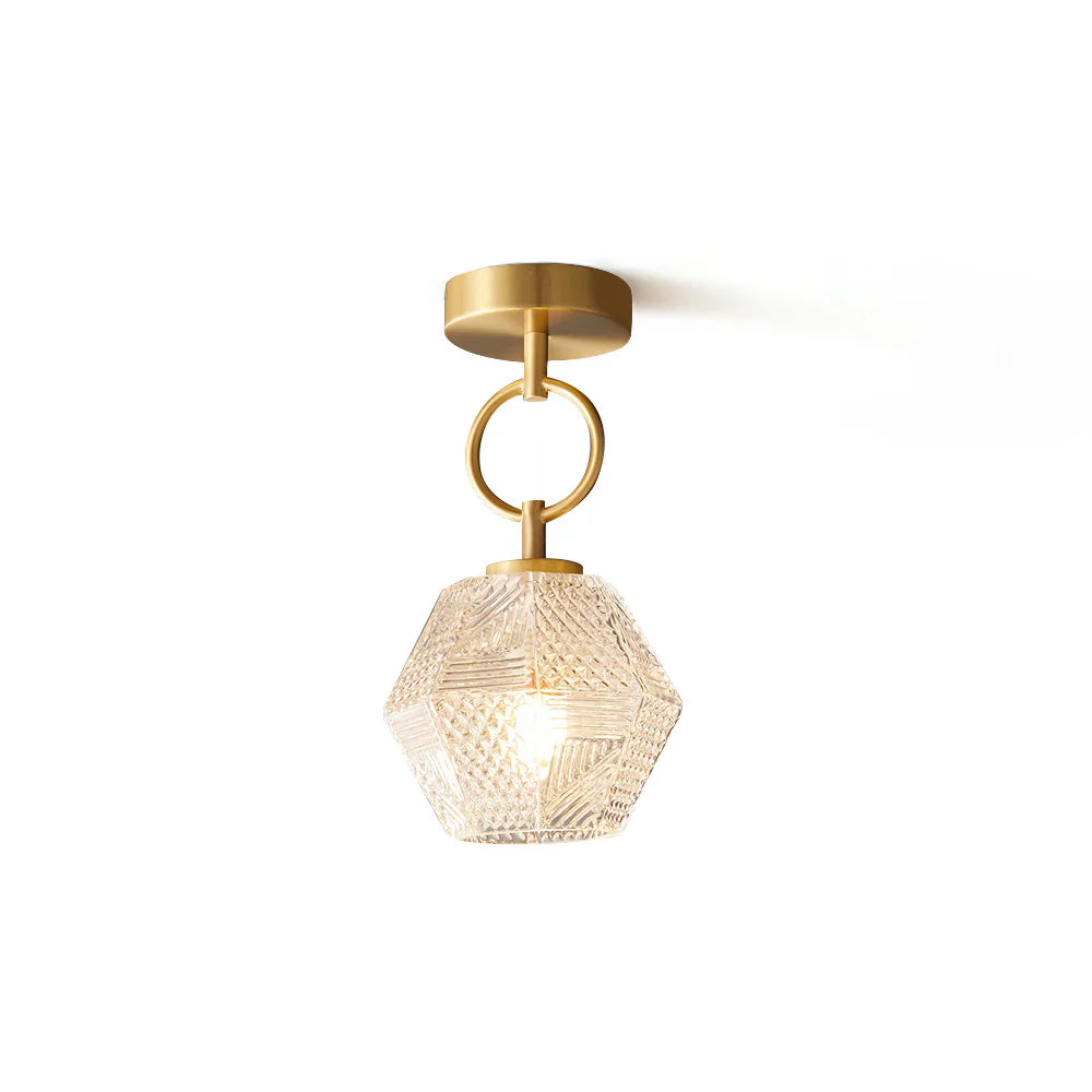 Art Deco Brass Glass Ceiling Light Fixture | Olvino
