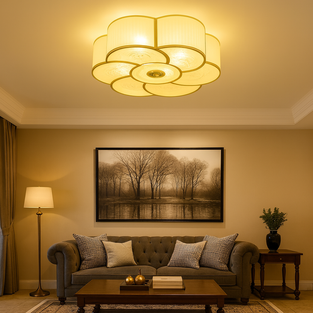 Brass Frosted Glass Flush Mount Ceiling Light | Lumessa