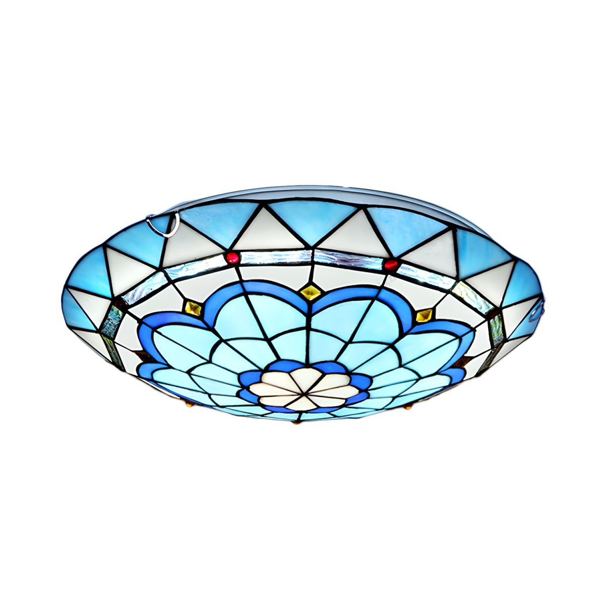 Ceiling Flush Mount Tiffany Blue Glass Light Fixture | Lumeria