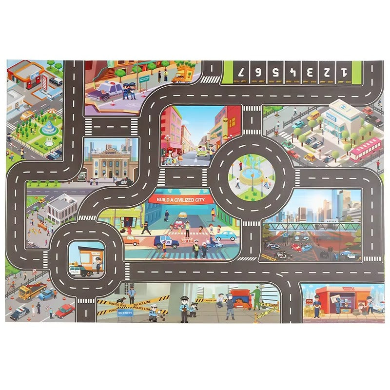 City Road Traffic Map Educational Play Mat Carpet for Kids | Noreva