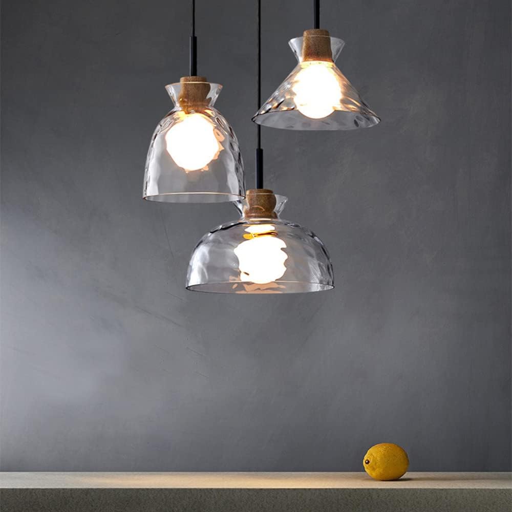 Clear Glass Pendant Light with Nordic Wooden Accent | Yndoria