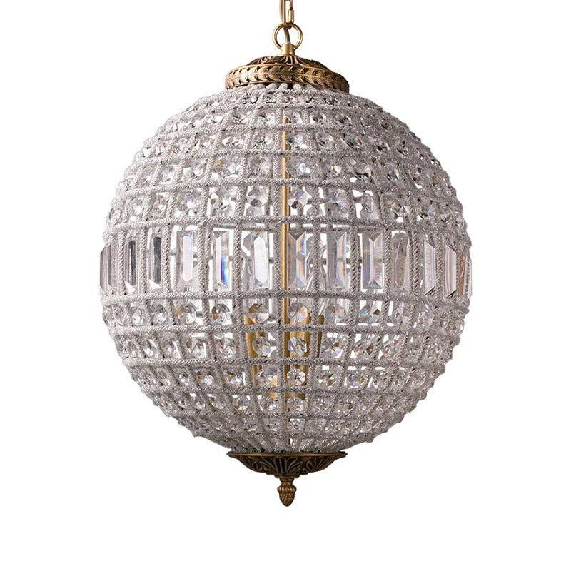 Crystal Globe Pendant Light French Country Brass Finish | Zorevia