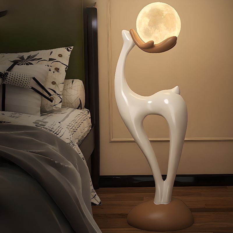 Floor Lamp Resin Deer Design Touch Switch Modern | Lunetra