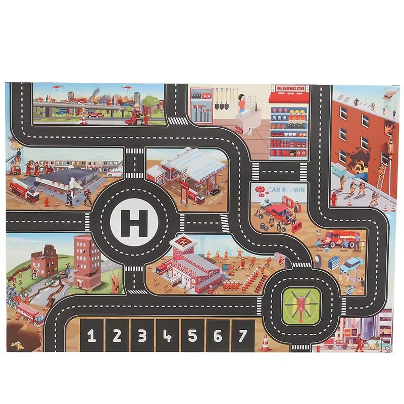 Kids Play Mat City Road Map Traffic Design Floor Play | Vantira