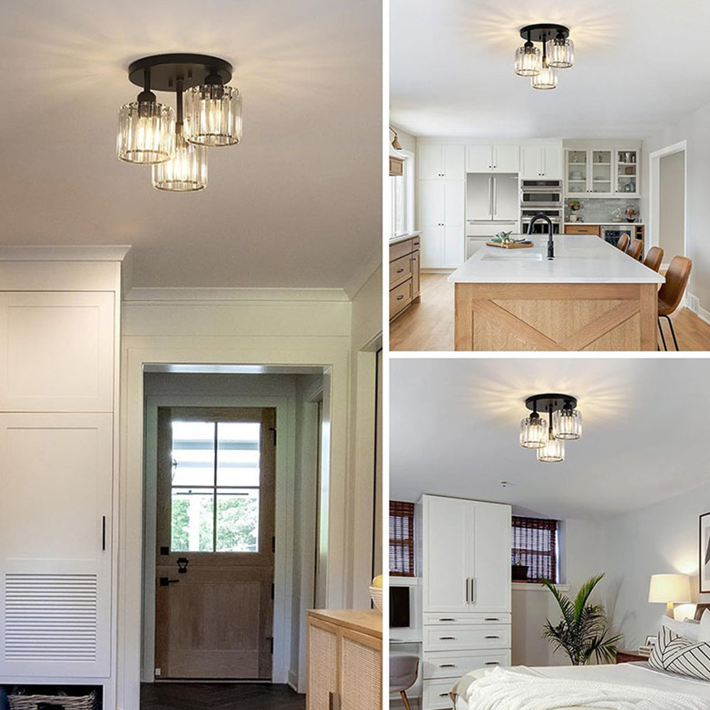 Modern Crystal Semi Flush Ceiling Light Fixture | Borvex