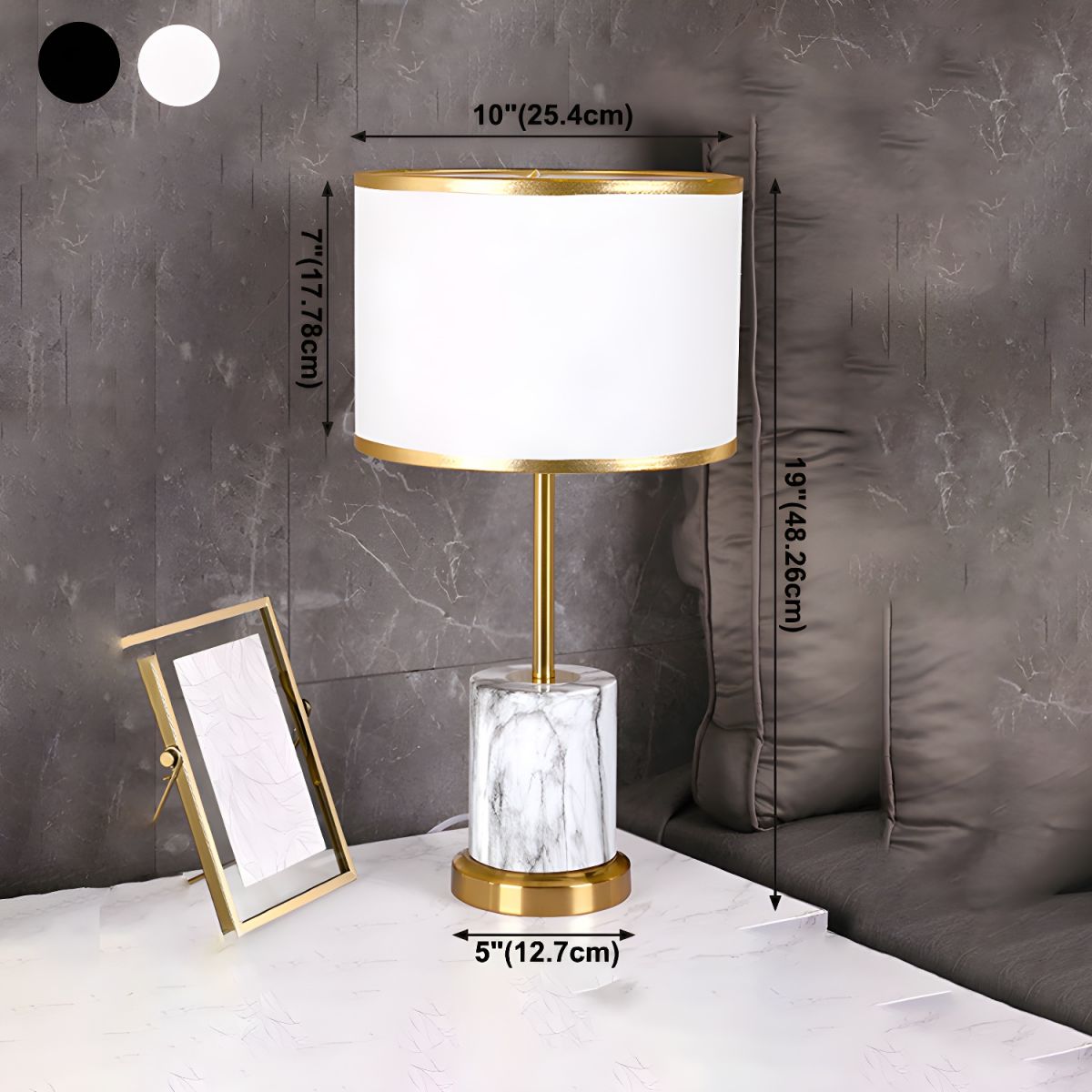 Modern Metal Touch Sensor Table Lamp With Fabric Shade | Altrixa