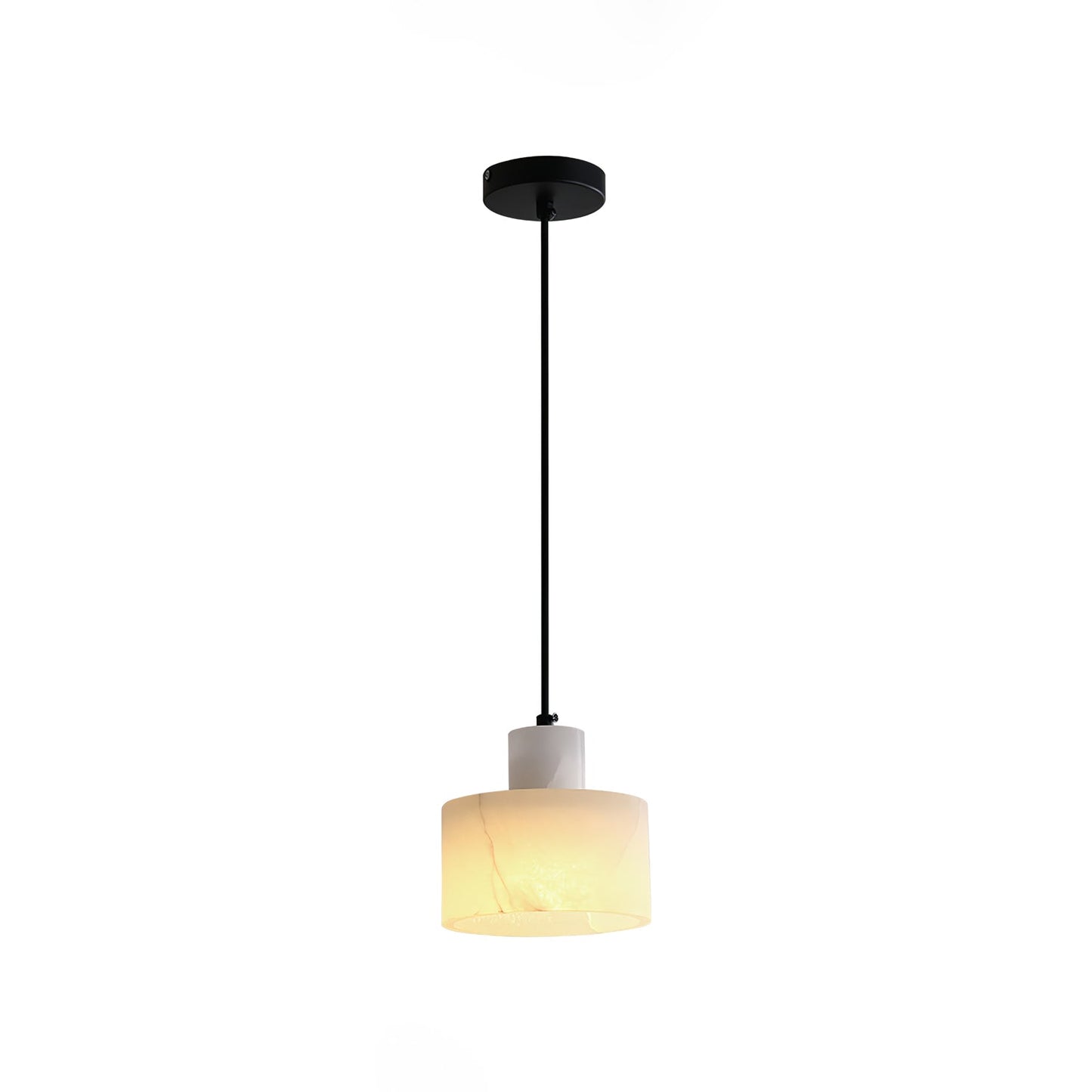 Nordic Alabaster Cylinder Pendant Light with Copper Detail | Xentora
