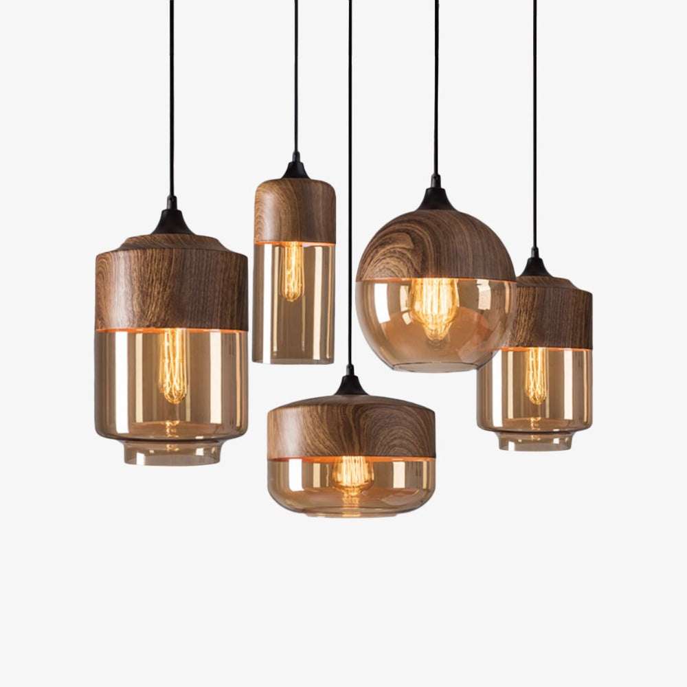 Nordic Wood And Glass Pendant Light With E27 Socket | Uxoryn