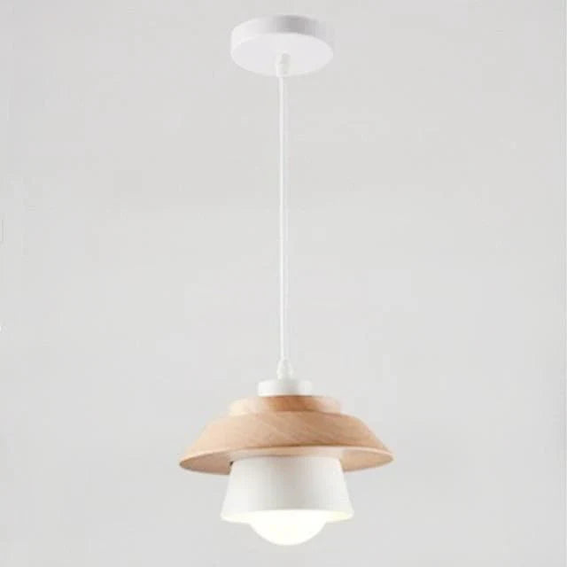 Nordic Wood Metal Pendant Light Layered E27 Design | Velorin