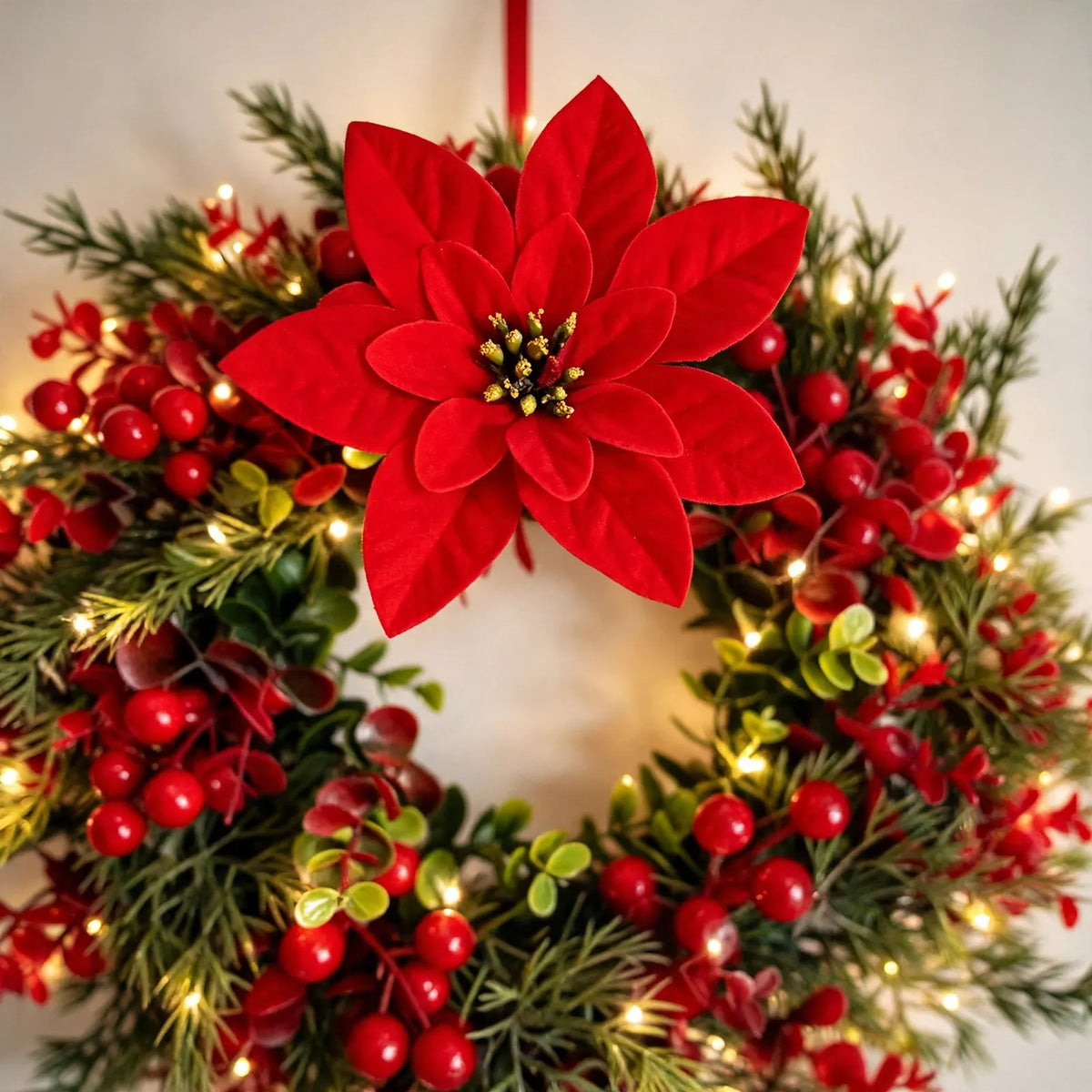 Pre-Lit Christmas Front Door Wreath