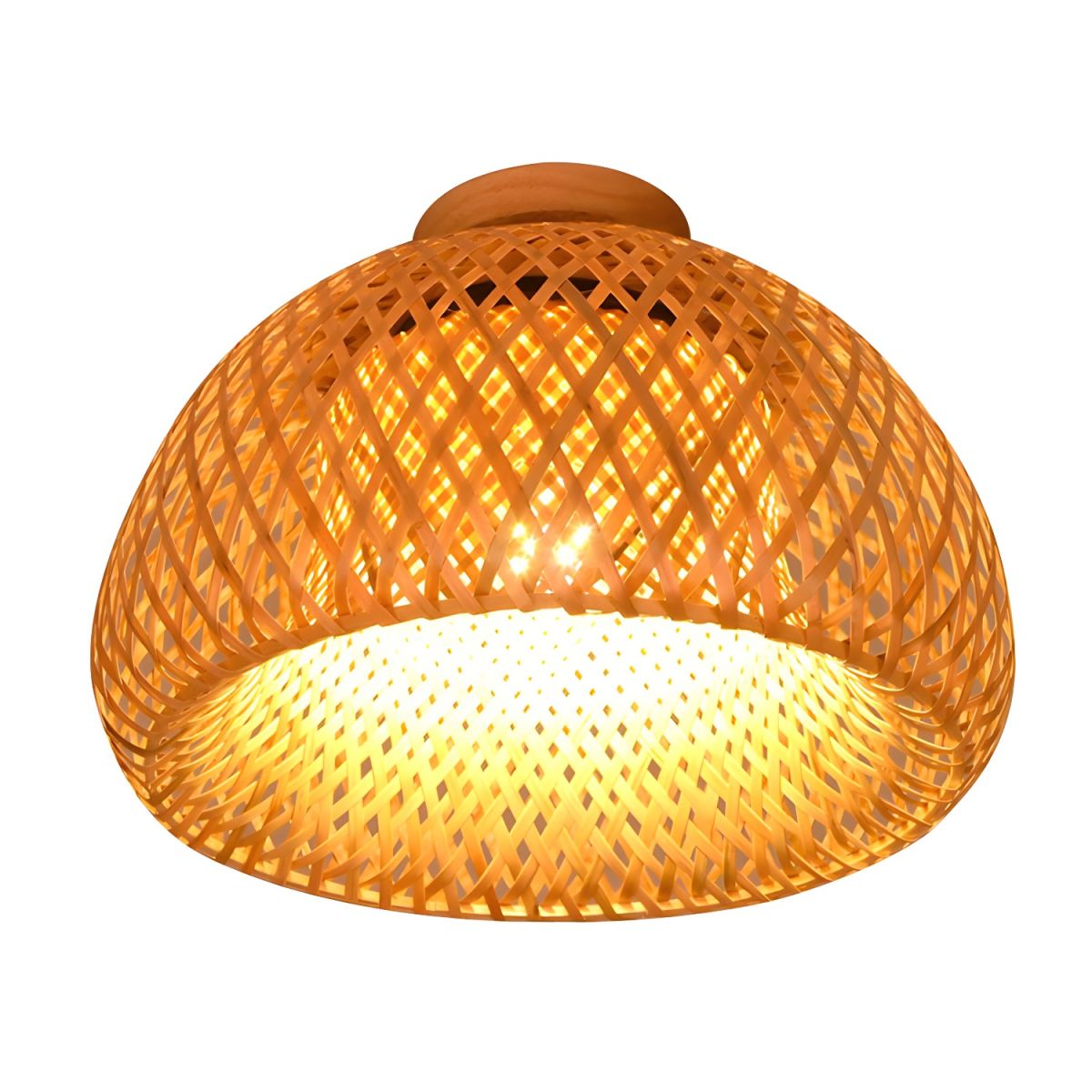 Rattan Semi Flush Ceiling Light Oriental Style Fixture | Lomirae