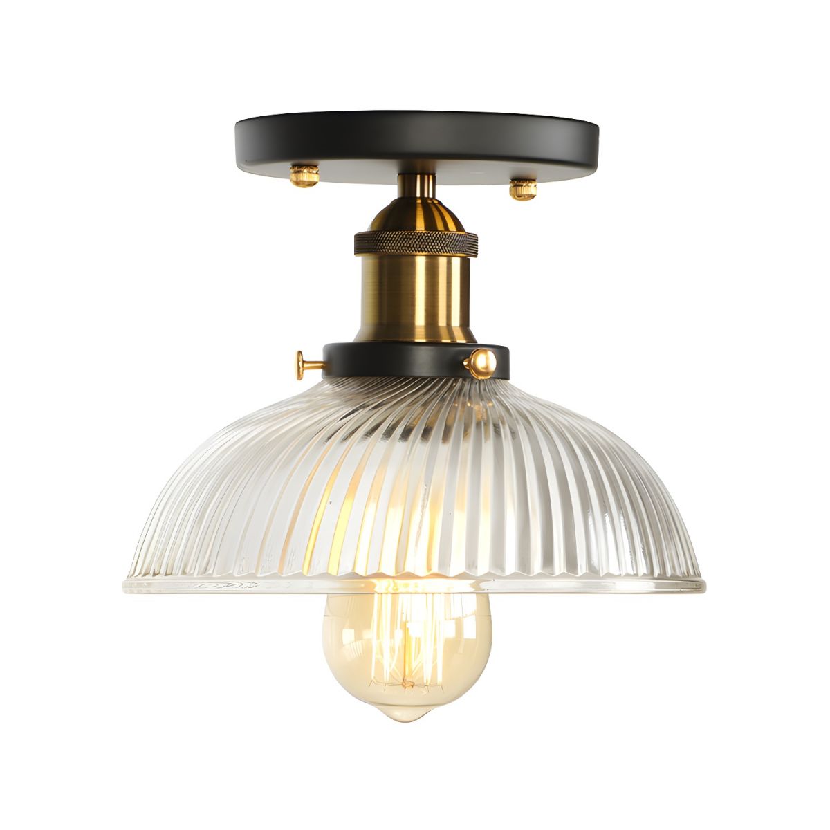 Semi Flush Glass Ceiling Light Industrial Compact Fixture | Varleno