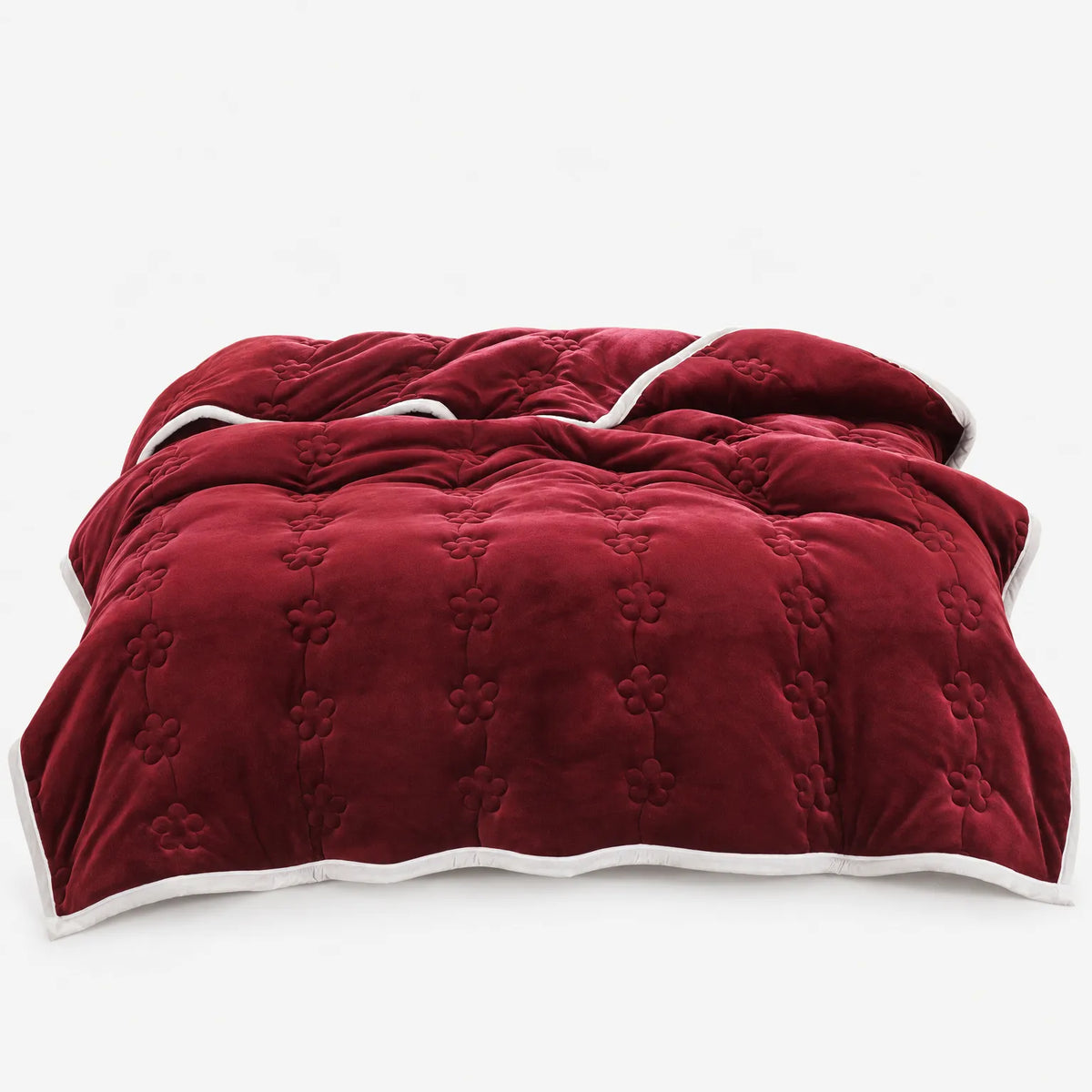 Thick Plush Comforter with Quilted Floral Design