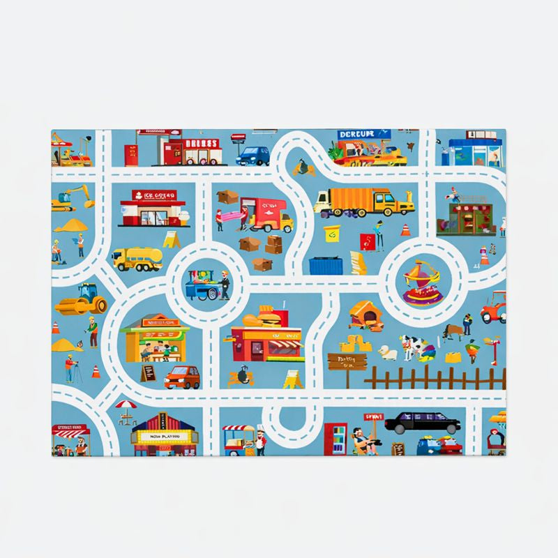 Traffic City Road Play Mat Rug for Kids Playroom Floor | Taveroa