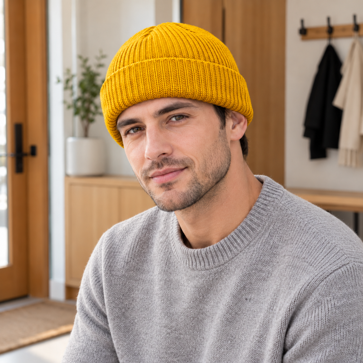 Unisex Ribbed Knit Skull Cap
