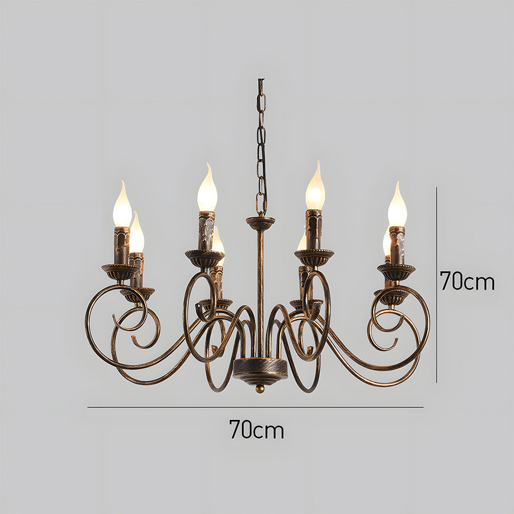 Vintage Bronze Iron Curved Dining Chandelier Pendant | Lumiron