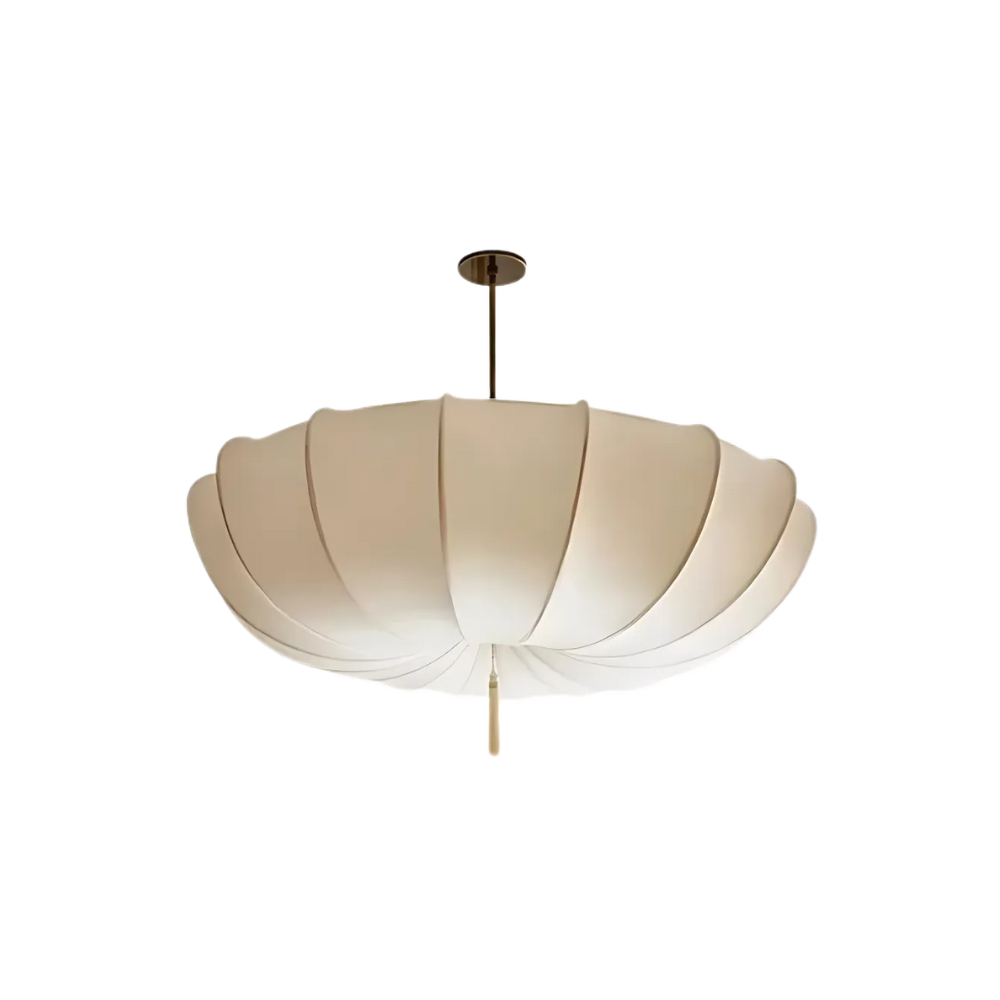 Wabi Sabi Natural Fabric Pendant Light with Cream Shade | Tyvera