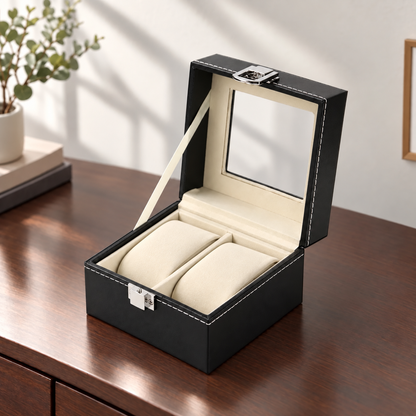 Watch Box with Clear Display Lid Removable Cushions and Lock