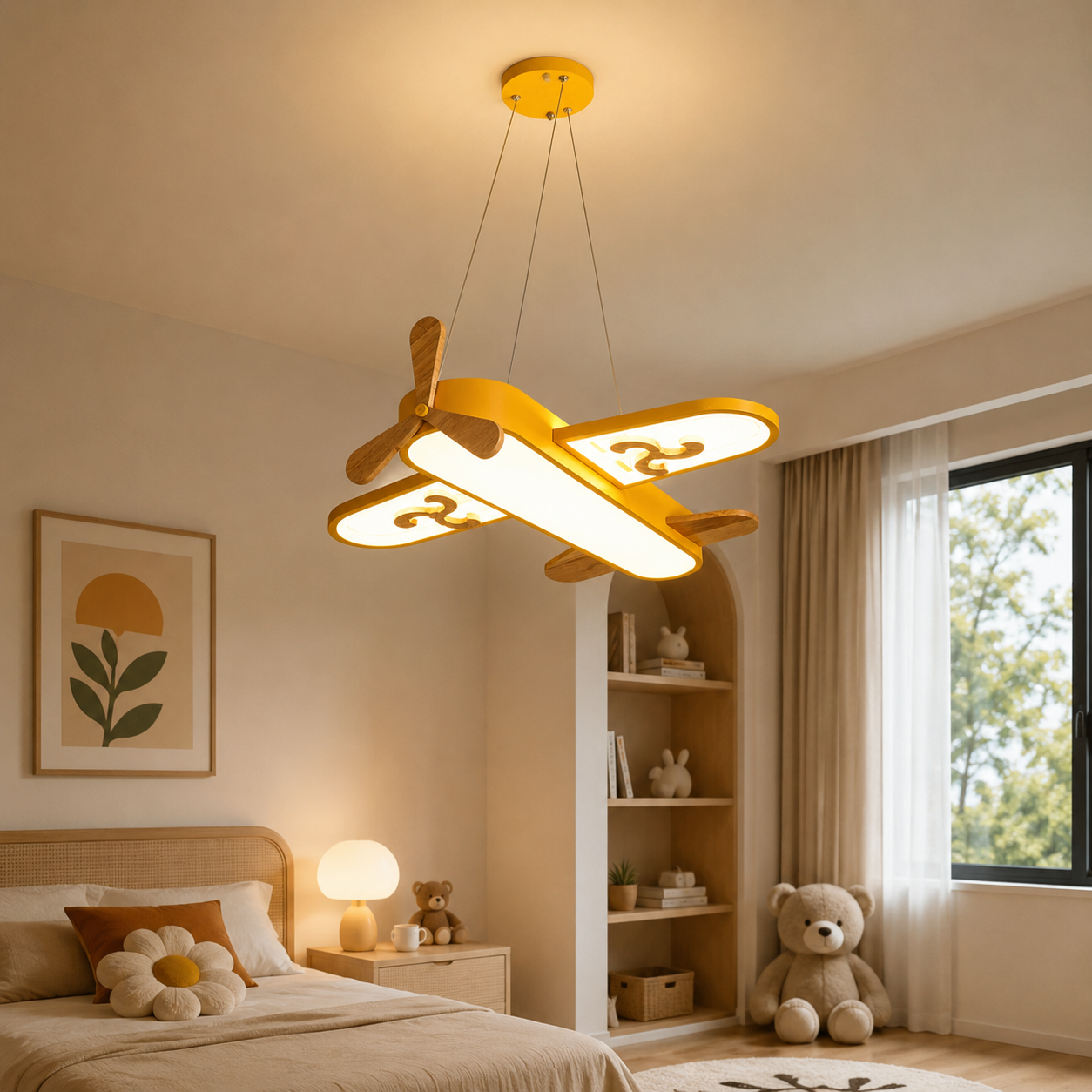 Acrylic Plane Pendant Light for Kids Bedroom LED Design | Zenvora