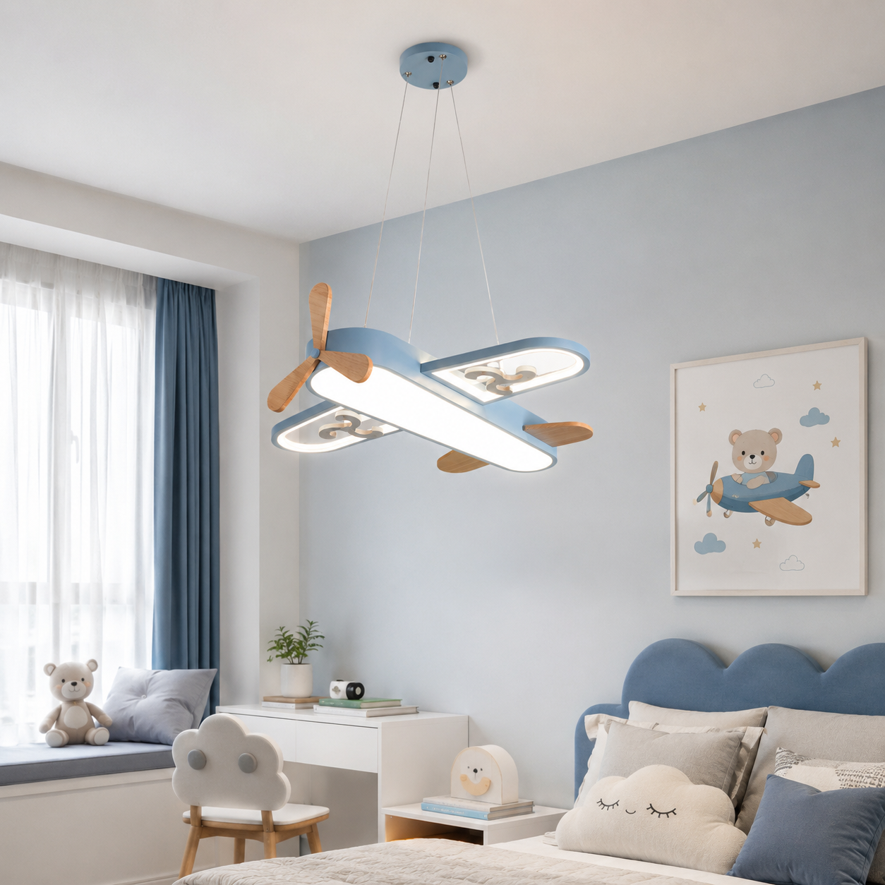 Acrylic Plane Pendant Light for Kids Bedroom LED Design | Zenvora