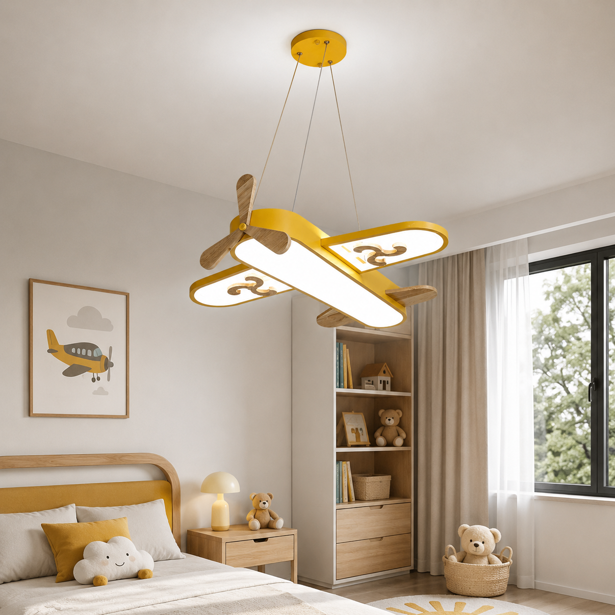 Acrylic Plane Pendant Light for Kids Bedroom LED Design | Zenvora