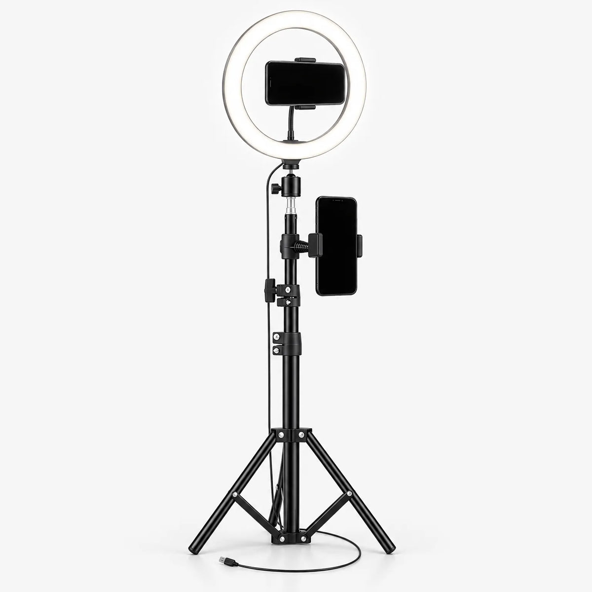 Adjustable Tripod Stand Ring Light Setup