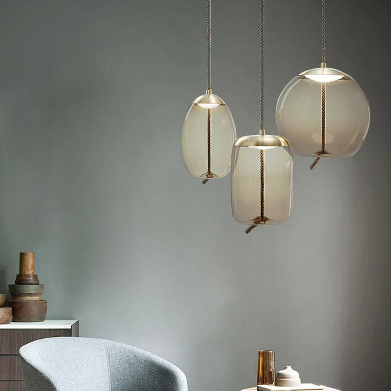 Amber Glass Pendant Light Contemporary Dining Room | Zyntora