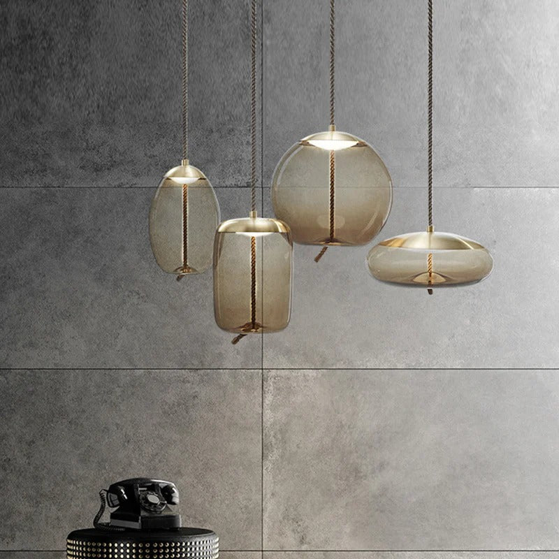 Amber Glass Pendant Light Contemporary Dining Room | Zyntora