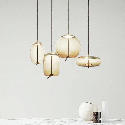 Amber Glass Pendant Light Contemporary Dining Room | Zyntora