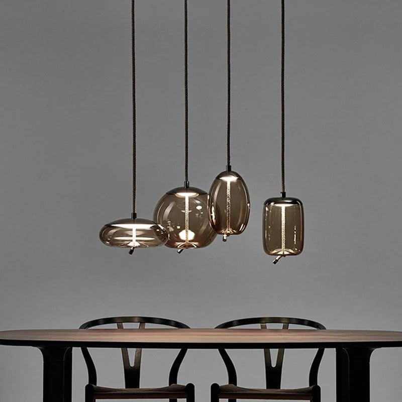 Amber Glass Pendant Light Contemporary Dining Room | Zyntora