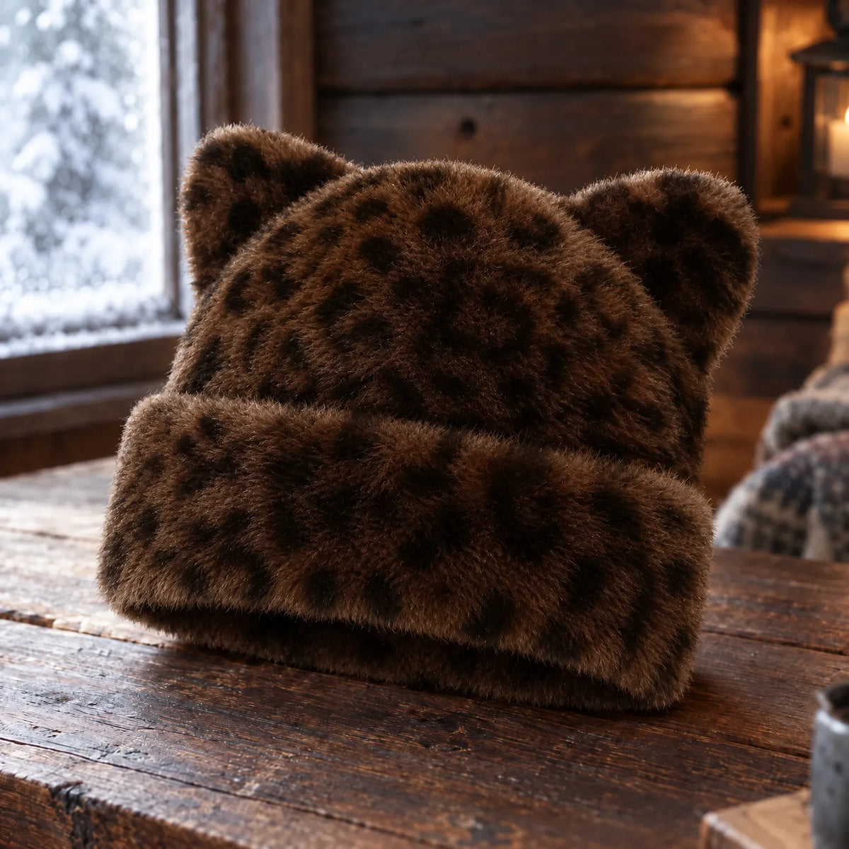 Animal Print Winter Beanie Hat