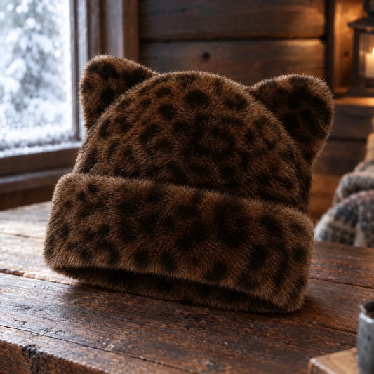 Animal Print Winter Beanie Hat