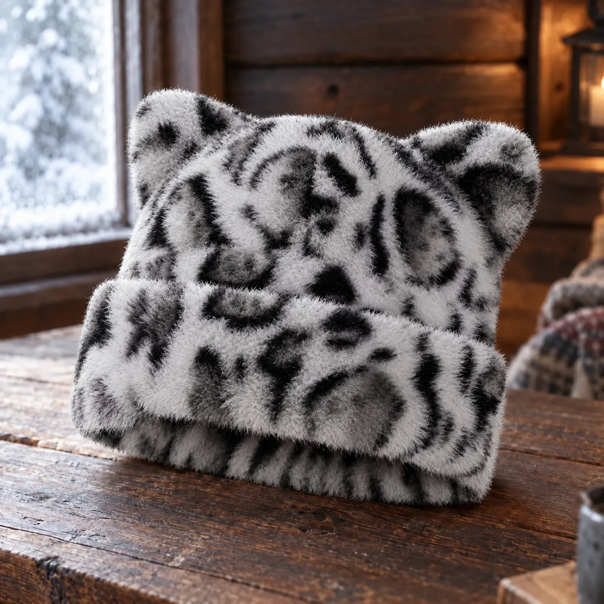 Animal Print Winter Beanie Hat