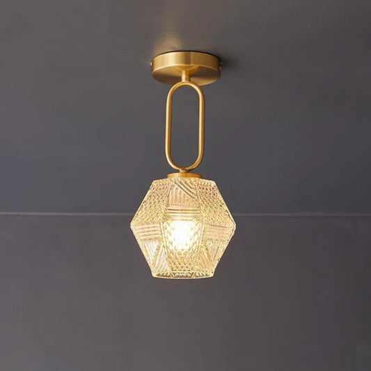 Art Deco Brass Glass Ceiling Light Fixture | Olvino