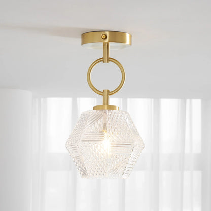 Art Deco Brass Glass Ceiling Light Fixture | Olvino