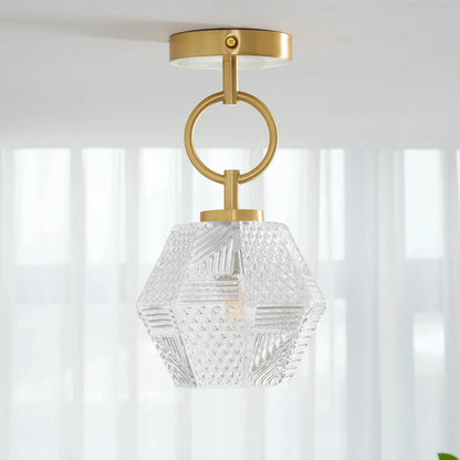 Art Deco Brass Glass Ceiling Light Fixture | Olvino