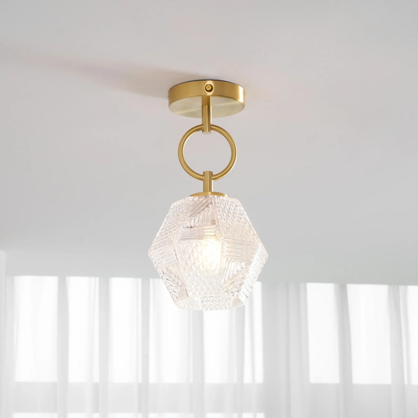 Art Deco Brass Glass Ceiling Light Fixture | Olvino