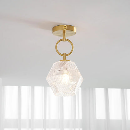Art Deco Brass Glass Ceiling Light Fixture | Olvino
