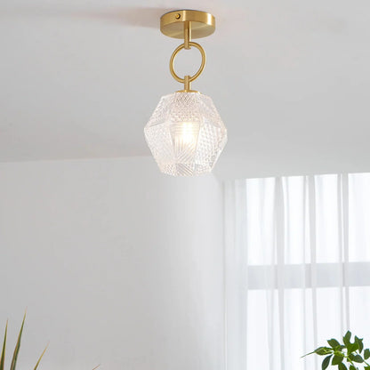 Art Deco Brass Glass Ceiling Light Fixture | Olvino