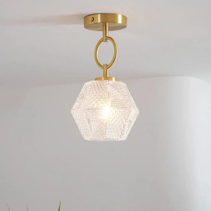 Art Deco Brass Glass Ceiling Light Fixture | Olvino