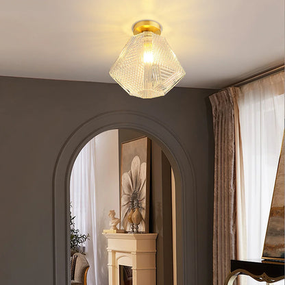 Art Deco Brass Glass Ceiling Light Fixture | Olvino