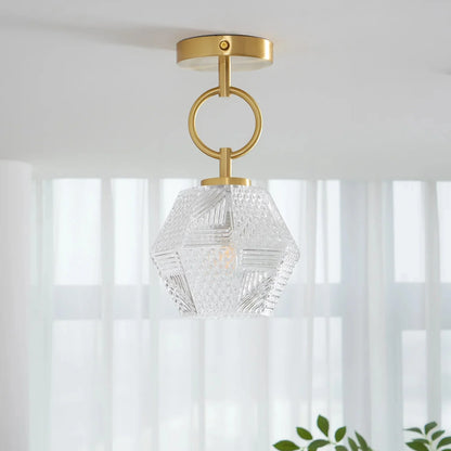 Art Deco Brass Glass Ceiling Light Fixture | Olvino
