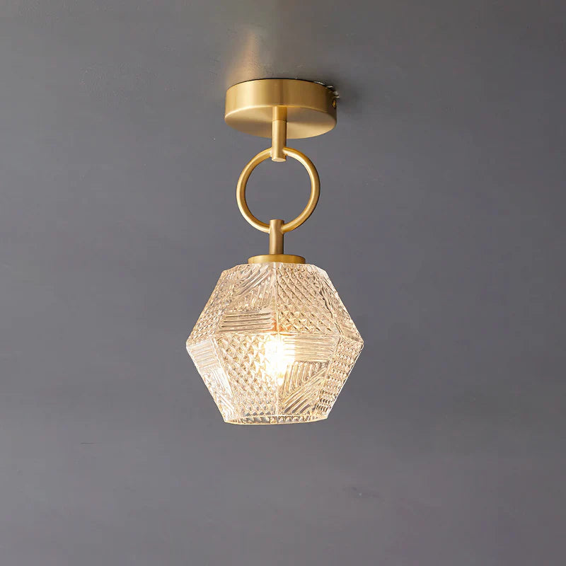 Art Deco Brass Glass Ceiling Light Fixture | Olvino