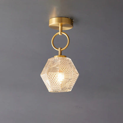 Art Deco Brass Glass Ceiling Light Fixture | Olvino