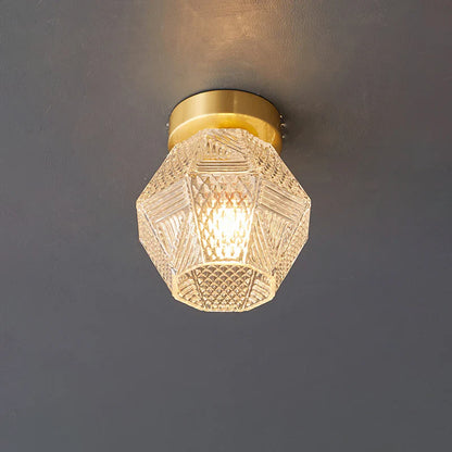 Art Deco Brass Glass Ceiling Light Fixture | Olvino