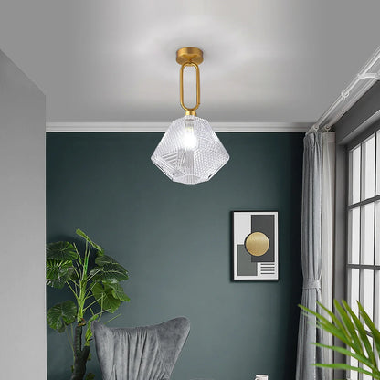 Art Deco Brass Glass Ceiling Light Fixture | Olvino