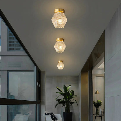 Art Deco Brass Glass Ceiling Light Fixture | Olvino