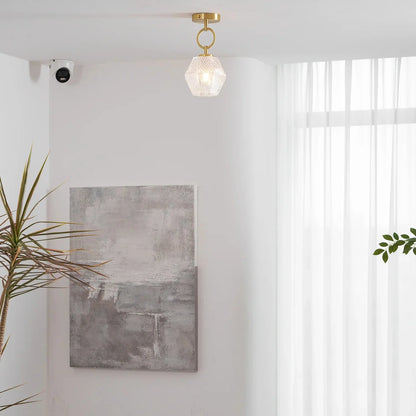 Art Deco Brass Glass Ceiling Light Fixture | Olvino