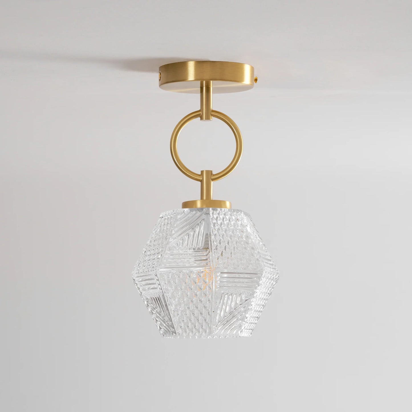 Art Deco Brass Glass Ceiling Light Fixture | Olvino